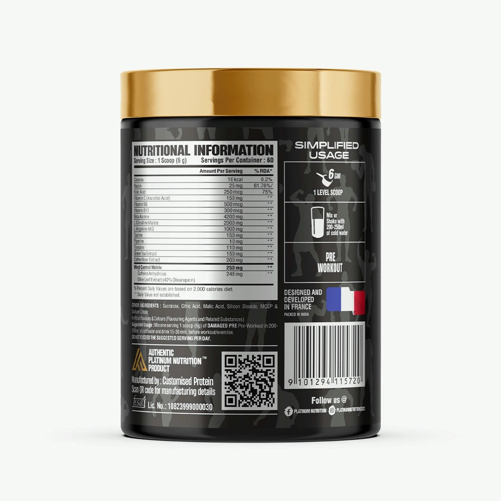 Platinum Nutrition Damaged Pre Workout Supplement