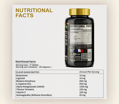 Platinum Nutrition Clear Gainz size gaining tablet