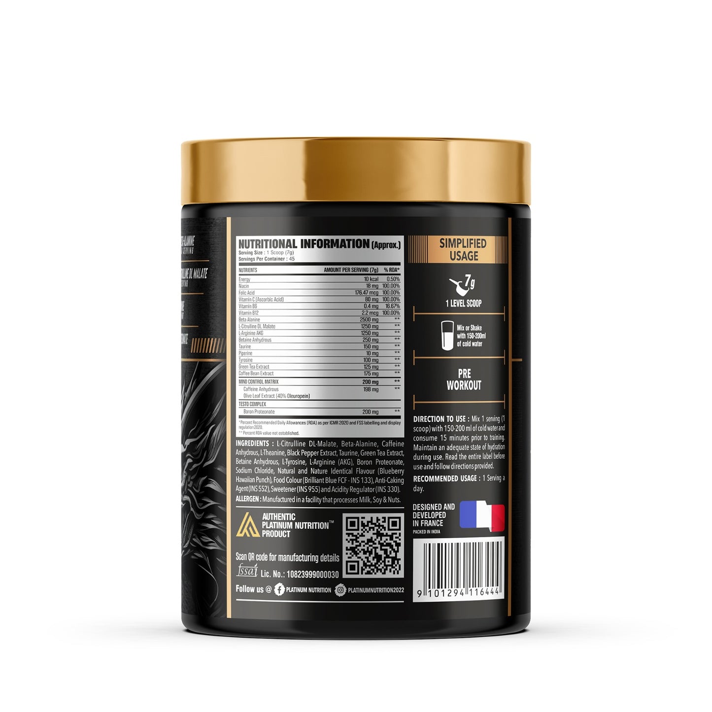 Platinum Nutrition Pride - High Performance Pre Workout Formula